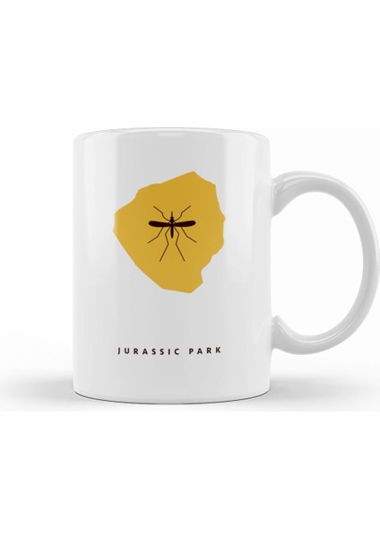 Jurassic Park Amber Fossil Movie Silhouette Kupa Bardak Porselen