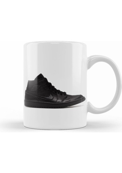 Jordan 1 Mid Black Leather Kupa Bardak Porselen