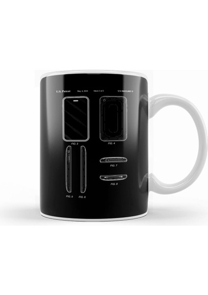 Apple iPhone 3g All Angles Patent Blueprint Kupa Bardak Porselen