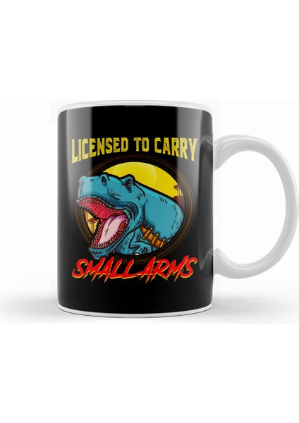 Licensed To Carry Small Arms Funny Dinosaur Pun Kupa Bardak Porselen