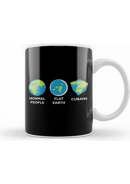 Earth Shapes Normal Flat Cuban Flat Earth Kupa Bardak Porselen