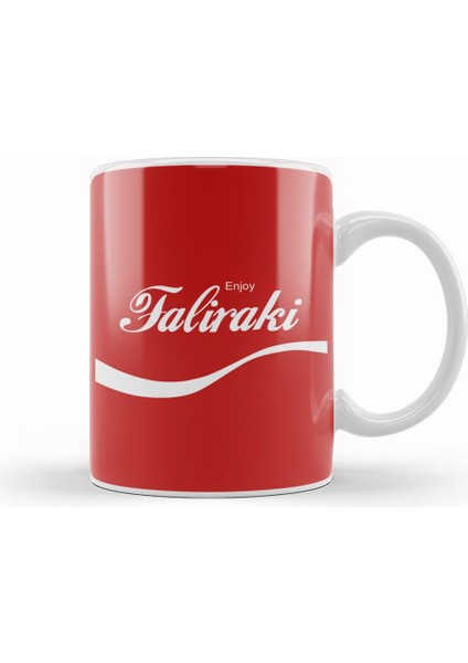 Enjoy Faliraki Coke Logo Kupa Bardak Porselen