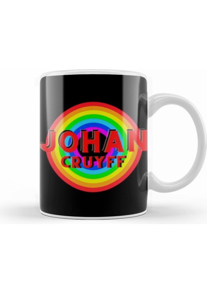 Johan Cruyff Vintage Retro Rainbow Style Kupa Bardak Porselen