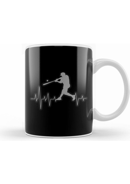 Baseball Heartbeat Elevated Heart Beat Clean Hit Kupa Bardak Porselen