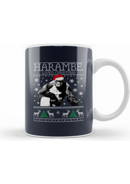 Harambe Loved Christmas Knit Kupa Bardak Porselen
