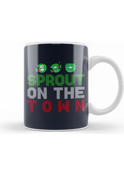 Sprout On The Town Christmas Brussel Sprouts Knit Patter Kupa Bardak Porselen