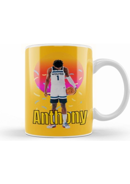 Anthony Edwards Vintage Art Legend Basketball Gift Kupa Bardak Porselen