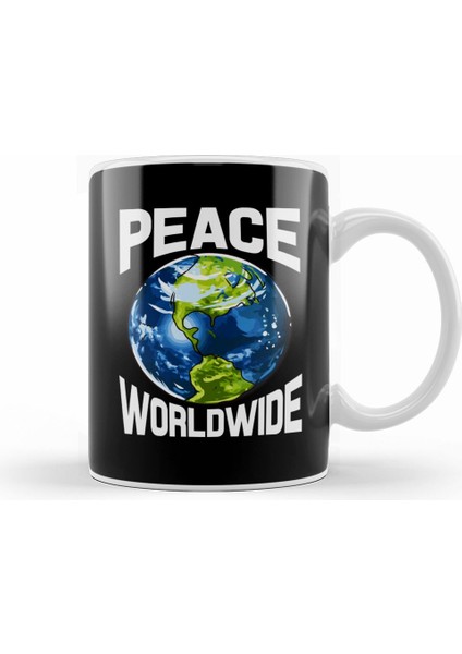 Peace Worldwide Mother Earth Pacifist Hipster Kupa Bardak Porselen