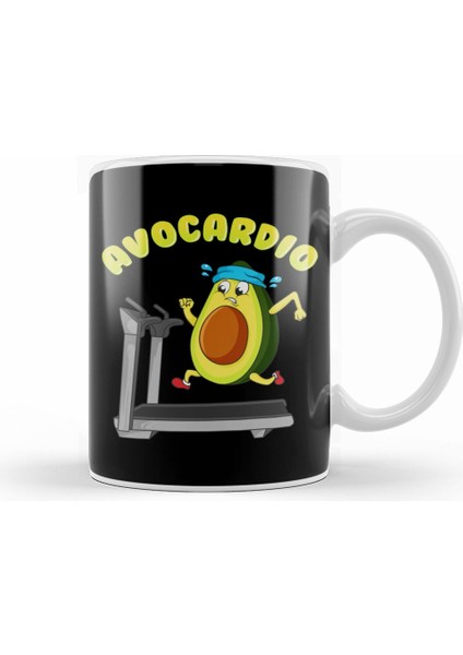 Cute & Funny Avo Cardio Avocado Cardio Gym Pun Kupa Bardak Porselen