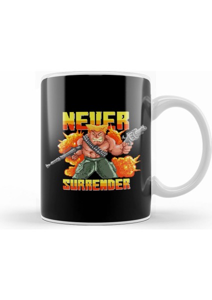 Never Surrender Soldier Pixel Art Kupa Bardak Porselen