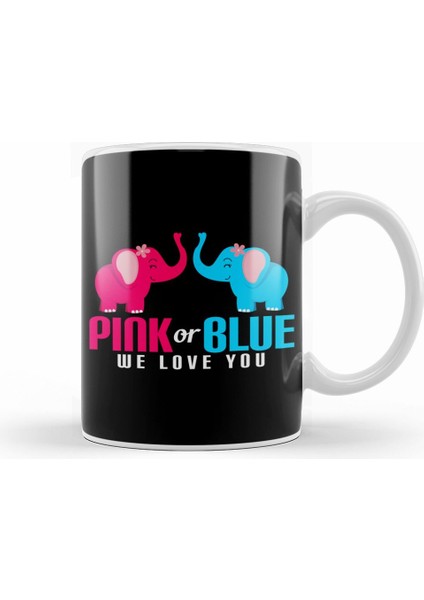 Adorable Pink Or Blue We Love You Baby Elephants Kupa Bardak Porselen