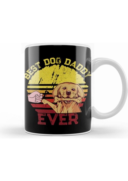 Vintage Best Dog Dad Ever Cool Father's Day Gift Retro Köpek Kupa Bardak Porselen