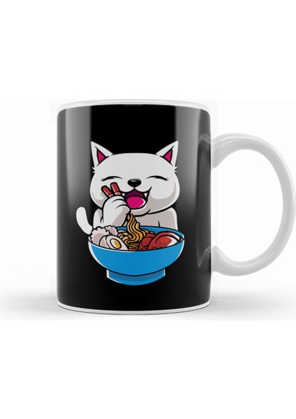 Kawaii Cat Ramen Bowl Funny Anime Noodles Kitty Kupa Bardak Porselen