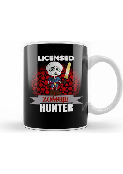 Licensed Zombie Hunter Skeleton Halloween Kupa Bardak Porselen