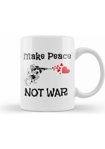 Cute Make Peace Not War Soldier Shooting Hearts Kupa Bardak Porselen