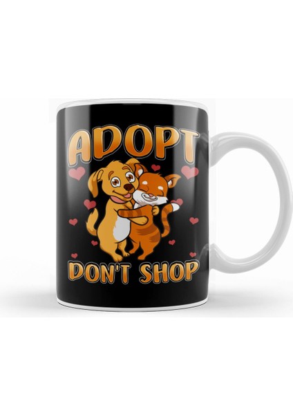Adopt Don T Shop Cat & Dog Kupa Bardak Porselen