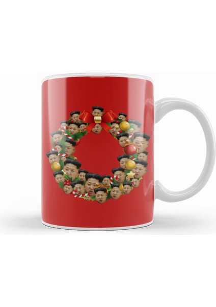 Kim Jong Un Multiface Christmas Wreath Kupa Bardak Porselen