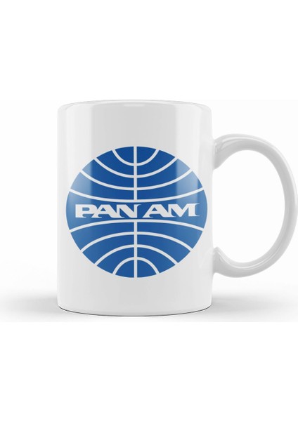 Pan Am Defunct Airline Logo Grey Version Kupa Bardak Porselen