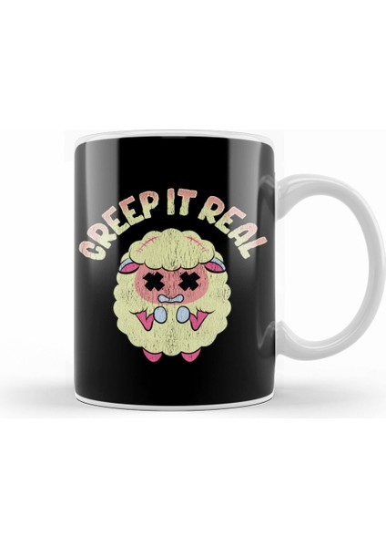 Cute & Funny Creep It Real Creepy Sheep Pun Kupa Bardak Porselen