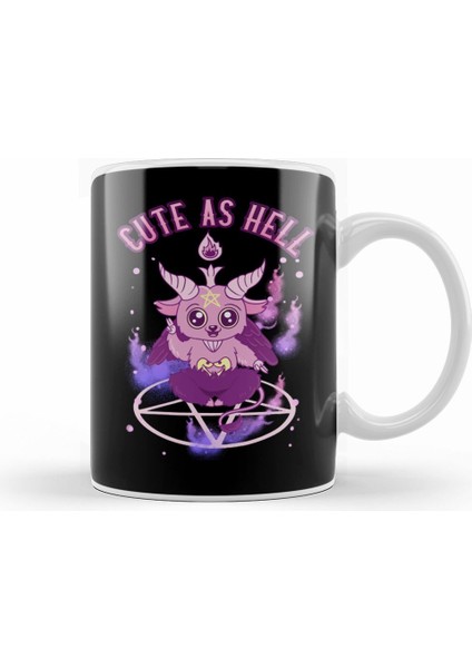 Cute As Hell Anime Kawaii Baphomet Pastel Goth Pun Kupa Bardak Porselen