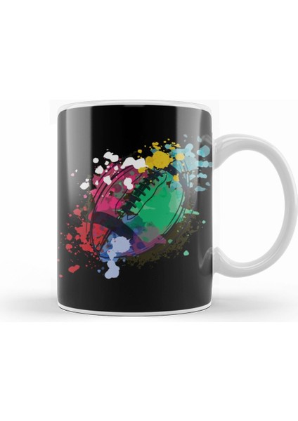 Water Color Rugby Ball Player Gift Rugby Kupa Bardak Porselen