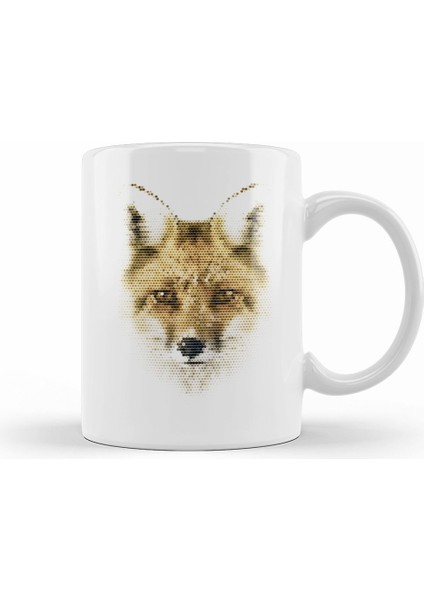 Geometric Animal Lion Kupa Bardak Porselen