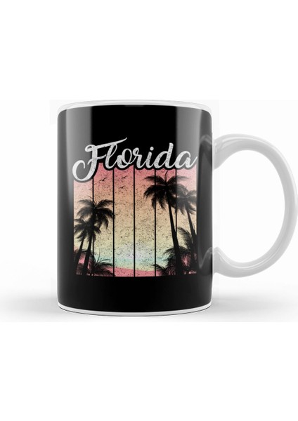Retro Florida Is Calling Silhouette Vacation Kupa Bardak Porselen