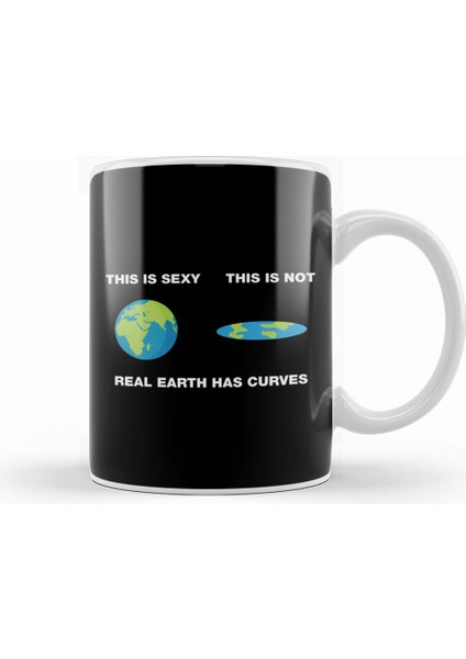 Real Earth Has Curves Flat Earth Kupa Bardak Porselen