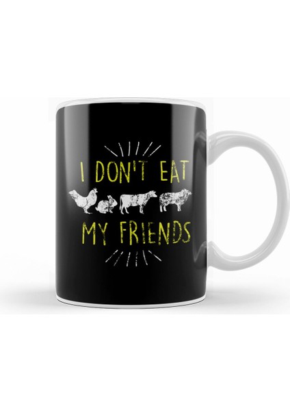 I Don T Eat My Friends Vegan Cute Distressed Kupa Bardak Porselen