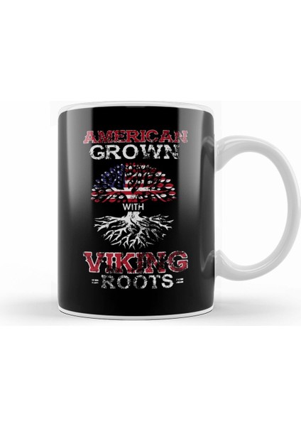 Vintage American Grown With Viking Roots Norse Kupa Bardak Porselen