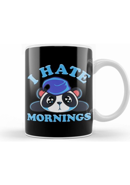 Cute & Funny I Hate Mornings Lazy Sleepy Panda Kupa Bardak Porselen