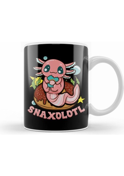 Cute & Funny Snaxolotl Adorable Snacking Axolotl Kupa Bardak Porselen