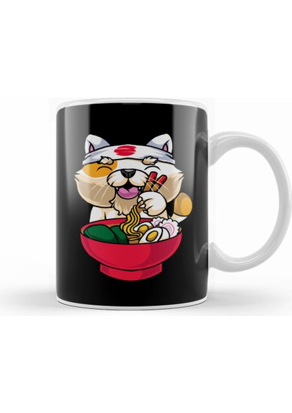 Kawaii Cat Ramen Bowl Funny Anime Noodles Kitty Kupa Bardak Porselen