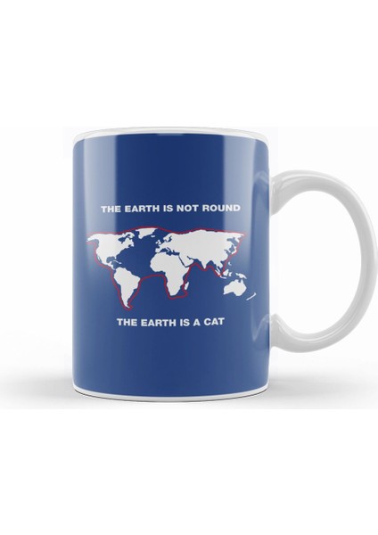 The Earth Is Not Round The Earth Is A Cat Flat Earth Kupa Bardak Porselen