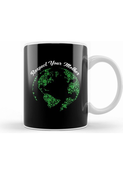Respect Your Mother Globe Mother Earth Hipster Kupa Bardak Porselen