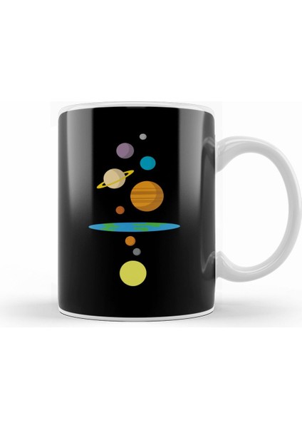Flat Earth Solar System Kupa Bardak Porselen