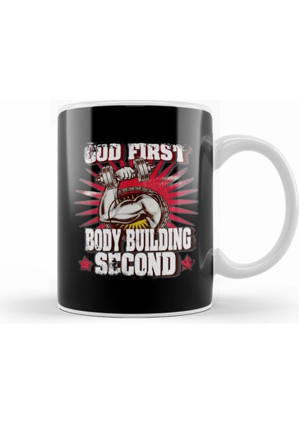 God First Bodybuilding Second Religious Lifting Kupa Bardak Porselen
