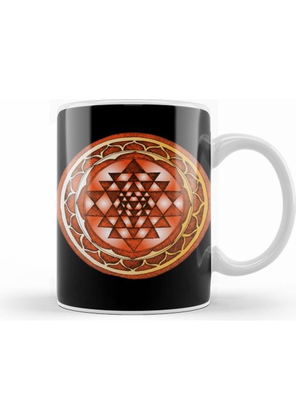 Sri Yantra Mandala Kupa Bardak Porselen