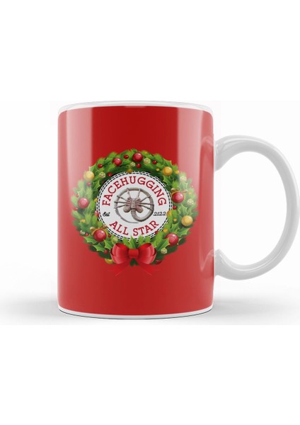 Christmas All Star Facehugger Alien Wreath Kupa Bardak Porselen