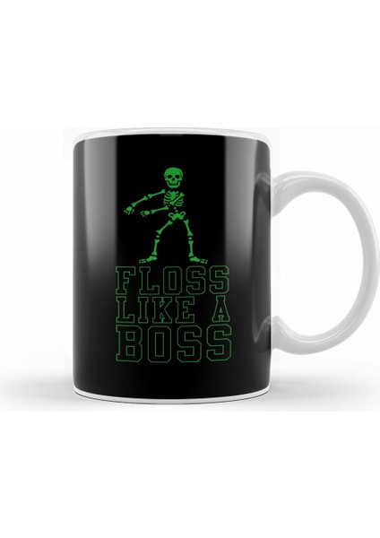 Flossing Floss Like A Boss Skeleton Kupa Bardak Porselen