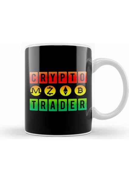 Crypto Trader Bitcoin Hodl Blockchain Colorful Kupa Bardak Porselen