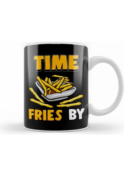 Cute Time Fries By Funny French Fry Food Pun Kupa Bardak Porselen