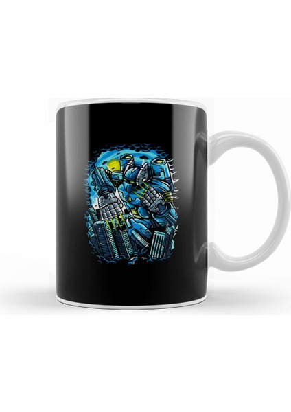 Destroy The City Futuristic Robot Kupa Bardak Porselen