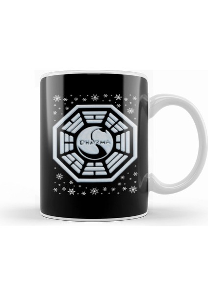 Lost Dharma Initiative Christmas Snow Logo Kupa Bardak Porselen