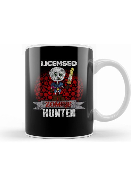 Vintage Licensed Zombie Hunter Skeleton Halloween Kupa Bardak Porselen