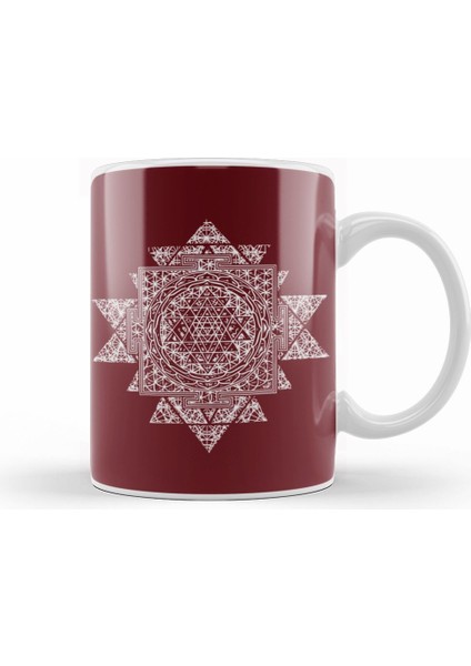 Sri Yantra Sacred Geometry Kupa Bardak Porselen