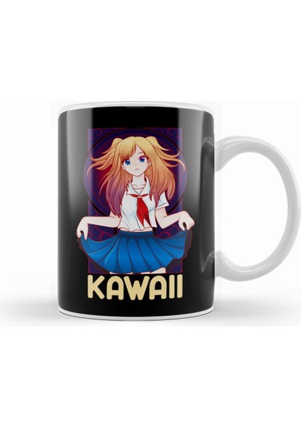 Kawaii Waifu Anime Girl Japanese Cute Manga Senpai Kupa Bardak Porselen