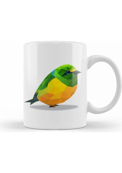 Bird Geometric Animal Blue Naped Chlorophonia Kupa Bardak Porselen