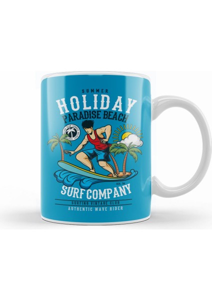 Surfing Summer Holiday Paradise Beach Kupa Bardak Porselen