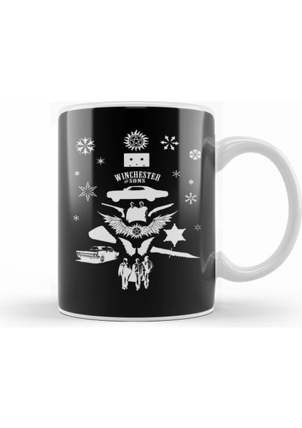 Supernatural Christmas Tree Silhouette White Kupa Bardak Porselen